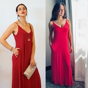 NWT Skivys Goddess Gown Maxi Dress or Nightgown in crimson size Small